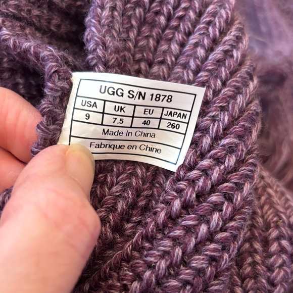 UGG Women Purple Knit Button Up Boots with Fringe, Calf Height, Holiday, Size 9 - Picture 16 of 17